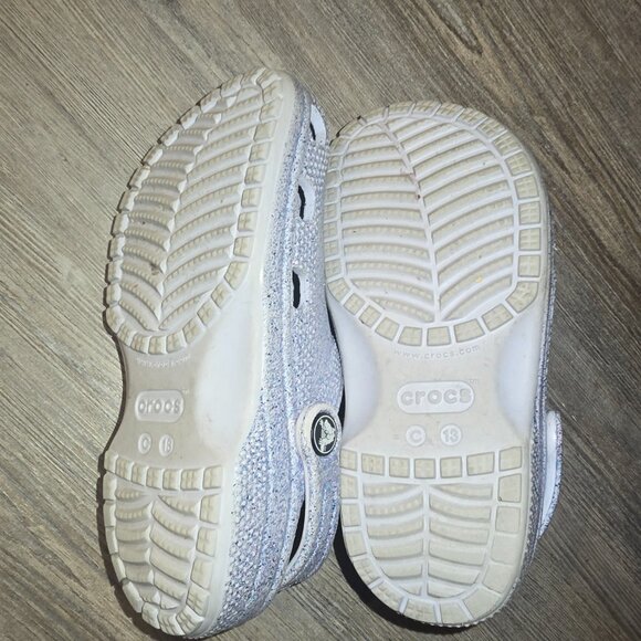 Silver Glitter Crocs Clogs Child Sz13 - Picture 3 of 3